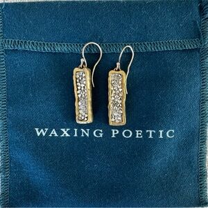 Waxing Poetic Gold and Silver Rectangular Earrings